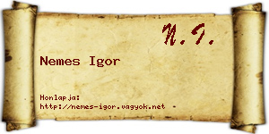 Nemes Igor névjegykártya